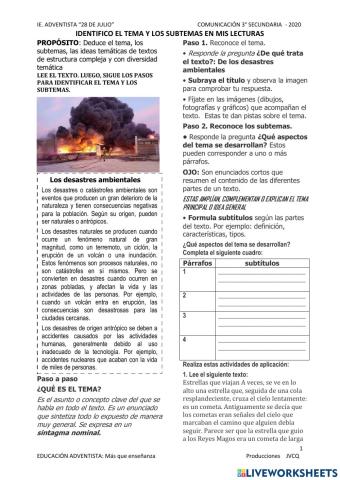 El tema y el subtema