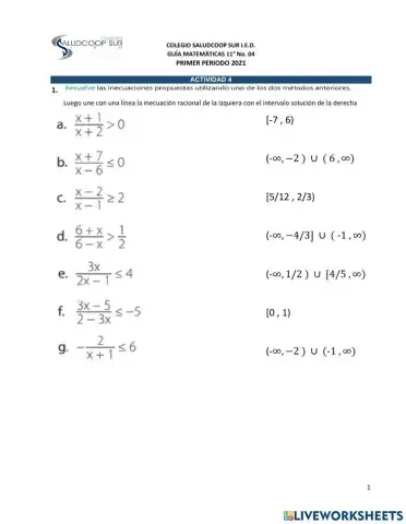 Inecuaciones de primer grado