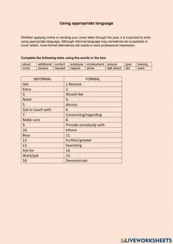 Appropriate language