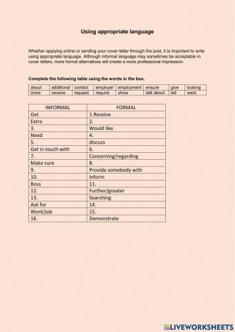 Appropriate language