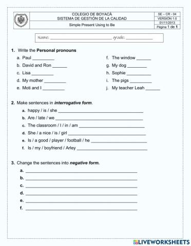 Personal information and simple present