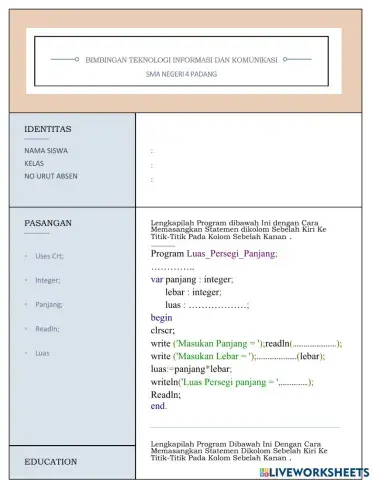 Latihan Program Pascal