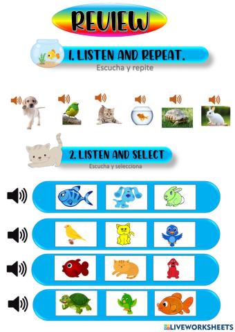 Review (pets, famili, school objects)