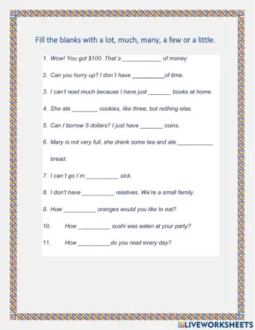 Quiz expressions of quantity