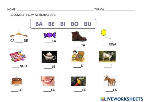 Complete as palavras b
