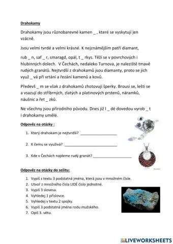 Drahokamy - rozbor textu