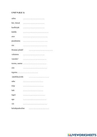 Vocabulary 9 (ILE 1)