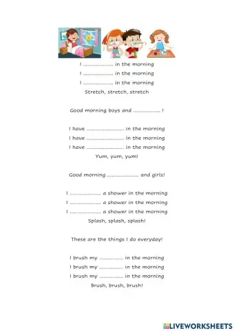 Daily Routines Song worksheet