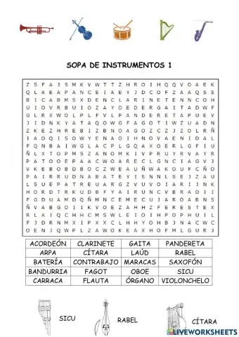 Sopa de letras instrumentos
