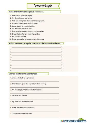 Present simple exercises