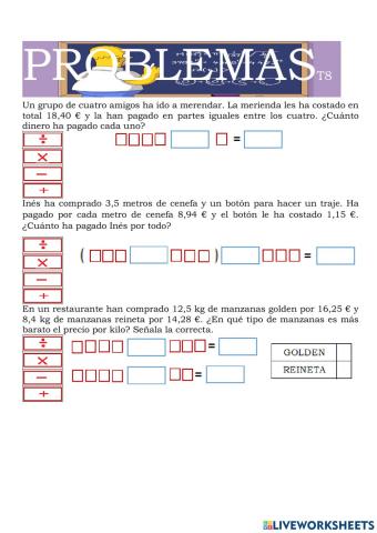 Problemas números decimales
