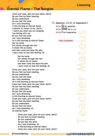 Listening - Eternal Flame - SVO - IMPERATIVE - Question