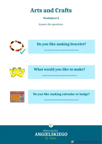 Arts and Crafts - Unit 8 - Worksheet 3 - BI2