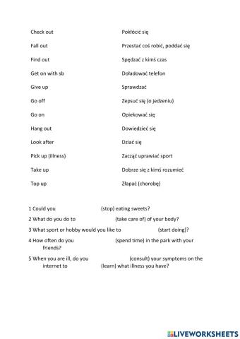 Phrasal Verbs English Class A2+ unit 6