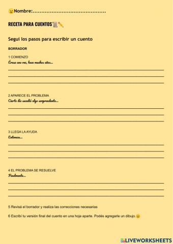 Receta para escribir un cuento