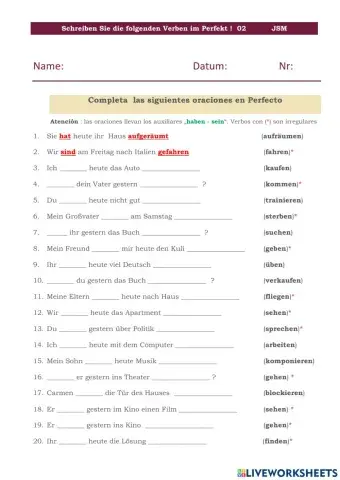 Ejercicio de Perfecto 02 Desplegable