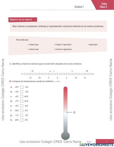 Orden y comparación de enteros