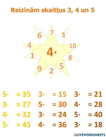 Reizinām skaitļus 3, 4 un 5