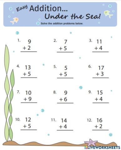 Math worksheet additions