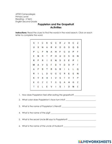 Poppleton and the grapefruit activities