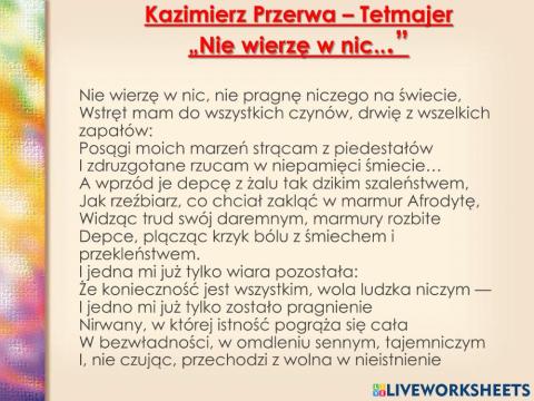 Kazimierz Tetmajer nie wierzę w nic