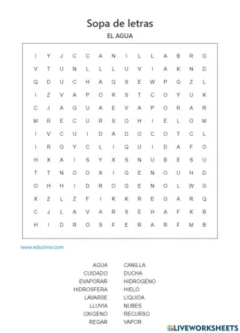 Sopa de letras AGUA