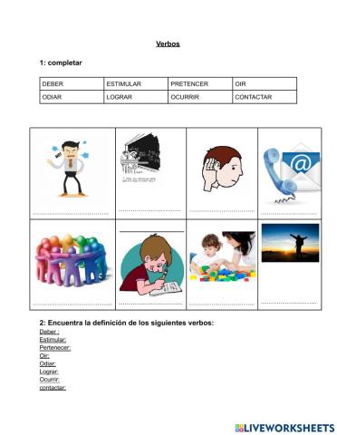 Spanish verb worksheet
