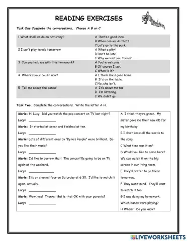 Free Time Activities Reading Exercises KET