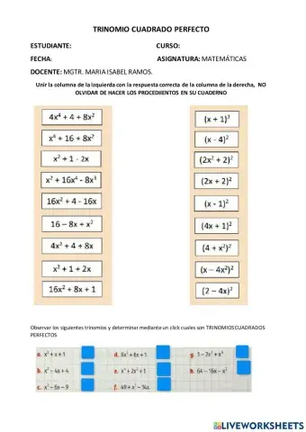 Trinomio cuadrado perfecto