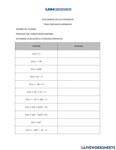 Derivadas algebraicas