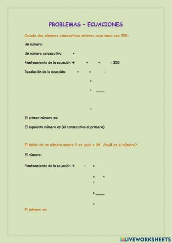 Problemas de ecuaciones