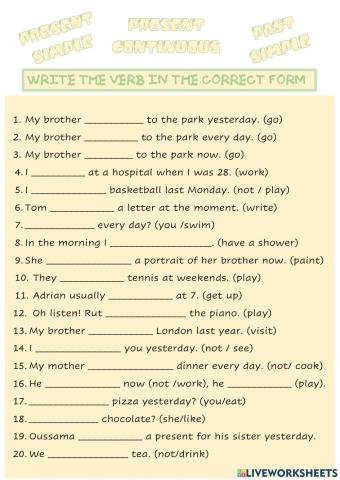 Present simple, continuous and past simple