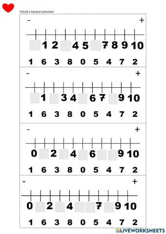 Hiányos számsor 8ig