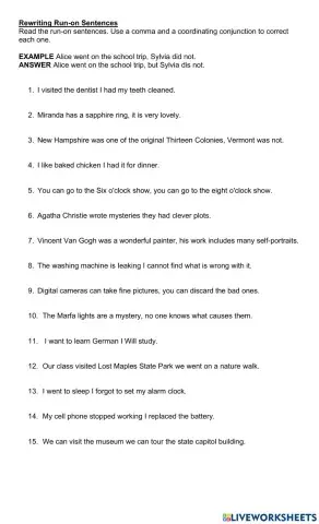 Rewriting Run-on Sentences