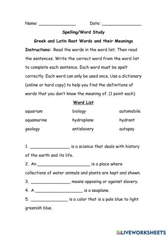 Greek and Latin Root Words and their Meanings