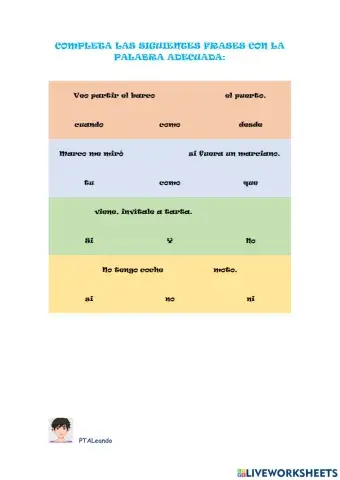 Completa las frases
