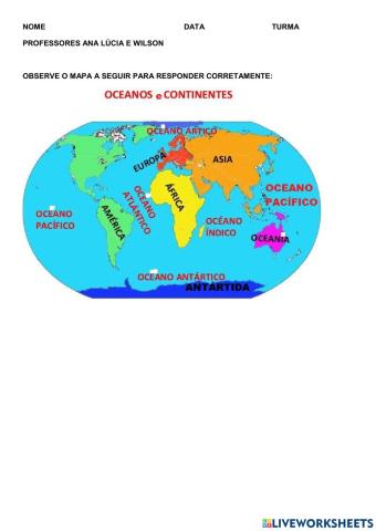 Continentes e Oceanos