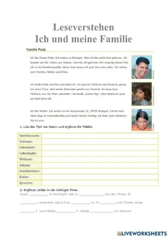 Leseverstehen - Familie