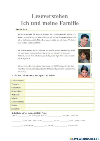 Leseverstehen - Familie