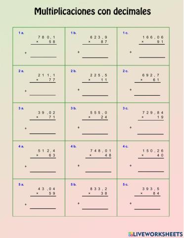 Multiplicaciones con decimales