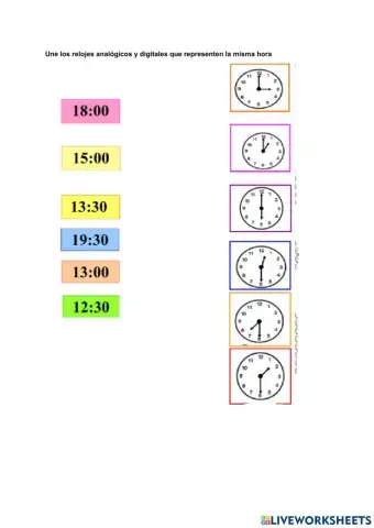 Horas, reloj analógico y digital