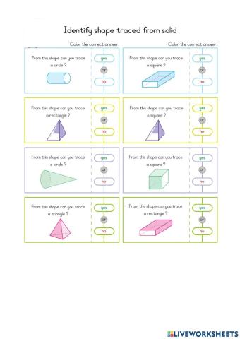 Identifying flat shapes by tracing solid shapes