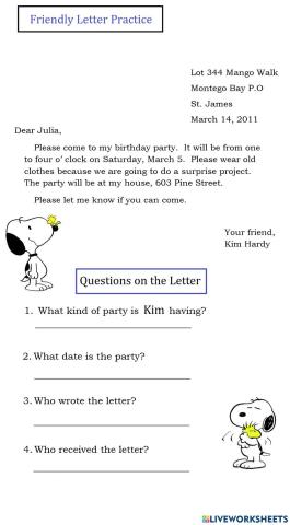 Friendly Letter Practice -2