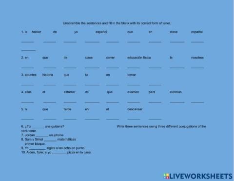 Tener +Tener que Tarea(Repaso)