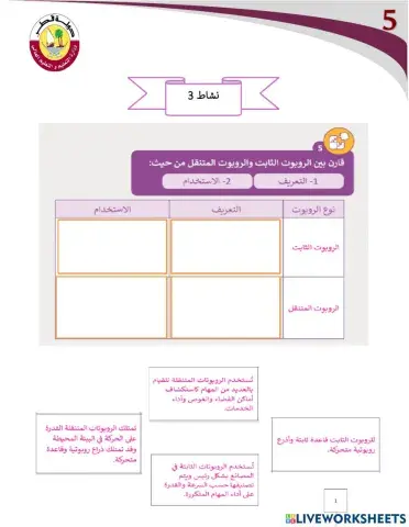 الروبوت الثابت والمتنقل