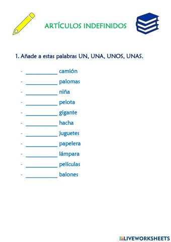 Artículos indefinidos