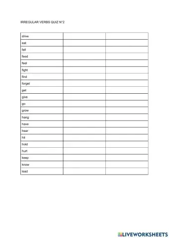 Irregular verbs Quiz 2