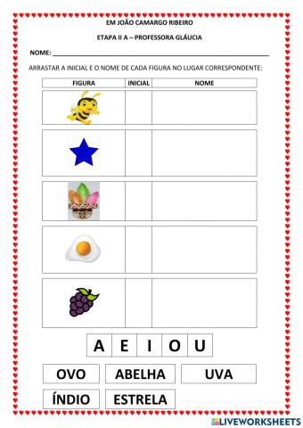 Arrastar inicial e Nome da Figura