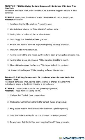 Sequence In Sentences With More Than One Verb