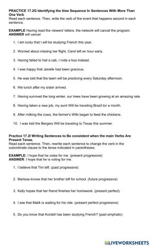 Sequence In Sentences With More Than One Verb